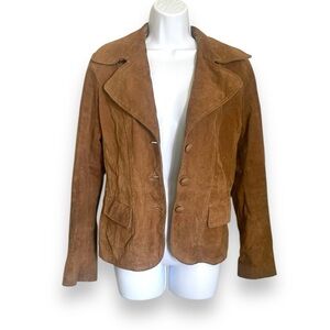 Wilsons Leather Vintage Brown Suede Jacket Size S Button‑Front Blazer - Pockets